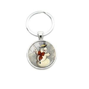 Vintage Snowman Christmas Holiday Keychain